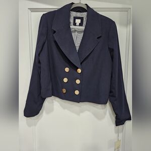 Chic Navy Women's Blazer with Gold Buttons
